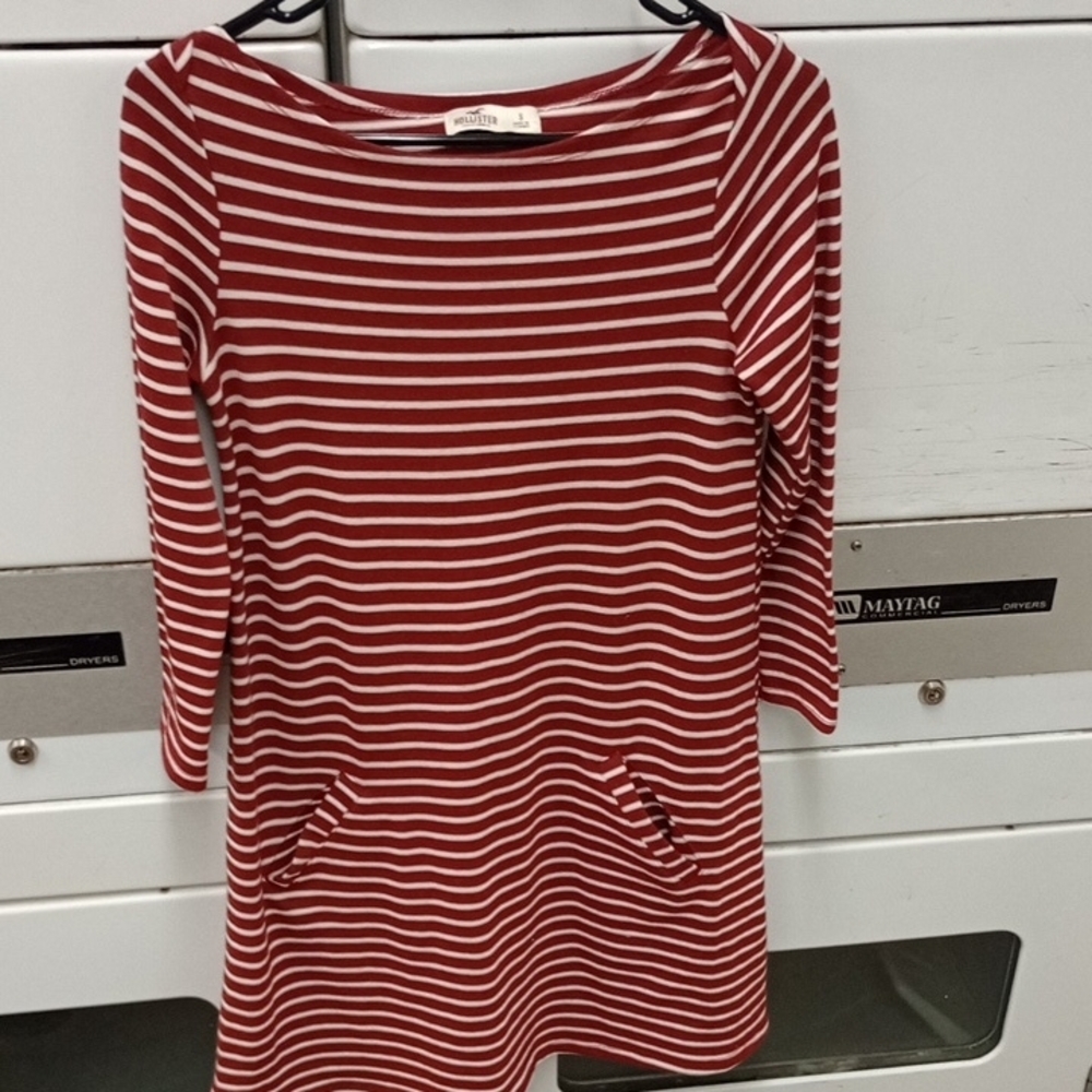 Hollister Red and White Striped Dress